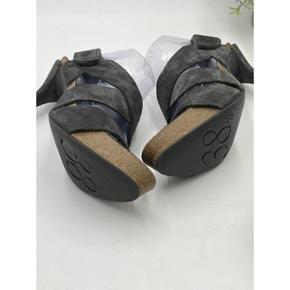 Pedro Garcia Libby Gray Suede Cork Platform Sandals Comfort Heels Sz 38.5/US 8 - Picture 12 of 12